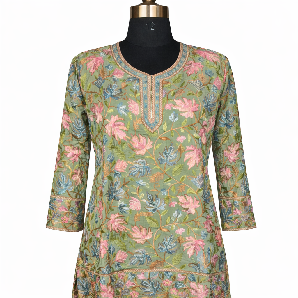 Middle Lenth Georgette Kurti Machine Embroidery