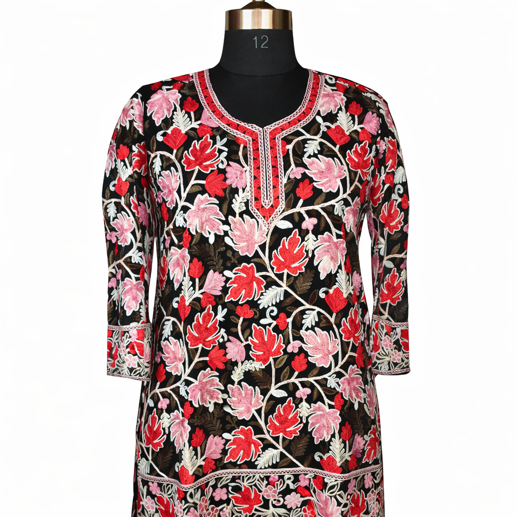 Long Georgette Kurti Machine Embroidery