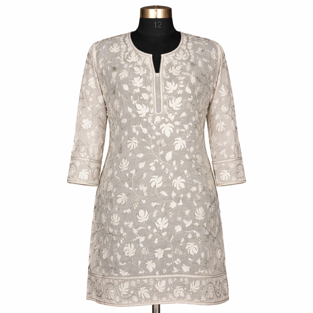 Long Georgette Kurti Machine Embroidery