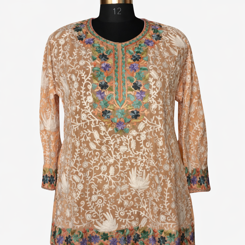Short Georgette Kurti Machine Embroidery