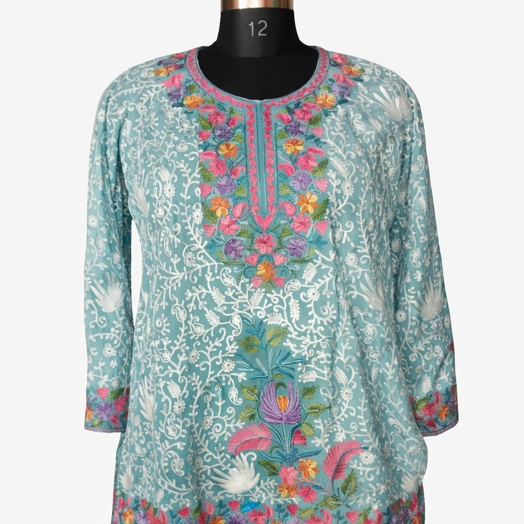 Short Georgette Kurti Machine Embroidery