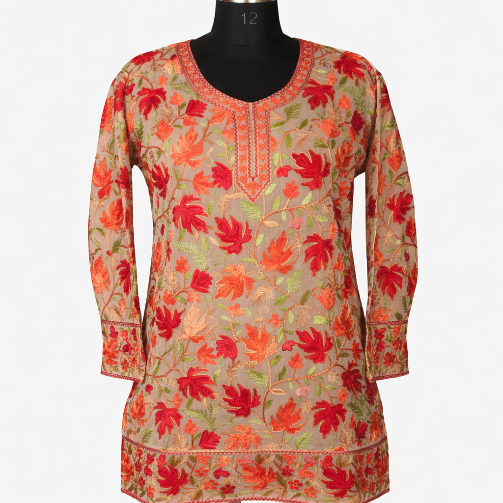 Short Georgette Kurti Machine Embroidery