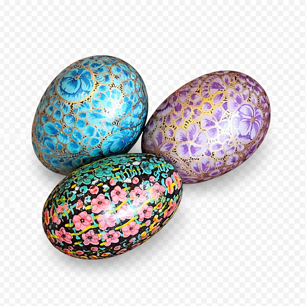 Set of 03 Paper Mache Eggs