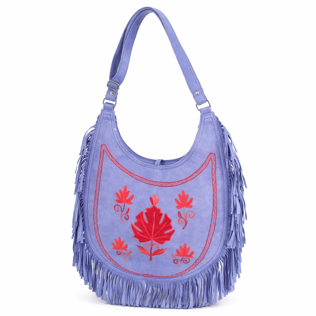 Lavender Blue Suede Shoulder Bag